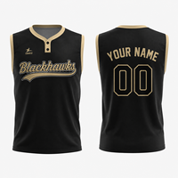 Maillot de baseball sans manches personnalisé imprimé en gros, léger, respirant, entièrement boutonné, pour équipe, entraînement, été, jeu, adultes