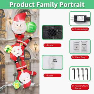 Playwork 8FT Polyester <b>Climbing</b> <b>Santa</b> Inflatable Set-Factory Direct Christmas Yard Decoration With Blow Lights - Product Image 2