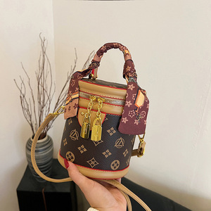 Nueva tendencia, venta al por mayor, bolso cilíndrico para mujer, estampado de moda, bolso de hombro de lujo para mujer con forma de cubo - Product Image 3