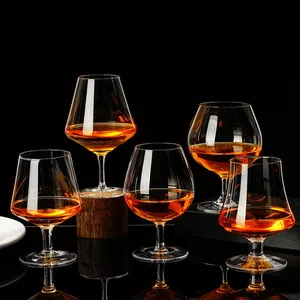 Groothandel Custom Logo Handgemaakte Cognac Snuifter Glazen Beker Lange Steel Luxe Kristal Drinken Cognac Wijnglazen