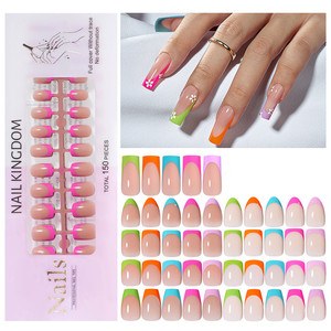 Nuevas Uñas Postizas Francesas Desmontables de Cinco Colores, Estilo Stiletto, Cuadradas, Tipo Ataúd, Cobertura Total, en Bolsa/Caja OPP - Product Image 1
