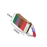 Pasokan Global dompet kustom # ZB497 warna tambal sulam ritsleting ganda merek dompet kulit Pu Rfid dompet wanita 2026