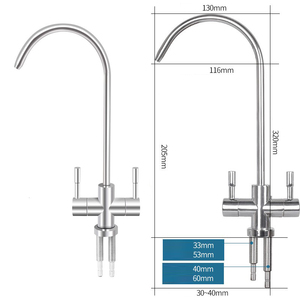 <span class=keywords><strong>Grifo</strong></span> de fregadero cromado de 1/4 pulgadas con agujeros dobles para filtro de agua potable doméstico de ósmosis inversa RO - Product Image 5