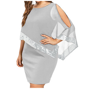 Vestidos <span class=keywords><strong>de</strong></span> Fiesta <span class=keywords><strong>de</strong></span> Manga Corta para Mujer Talla Grande, Vestido Tipo Suéter para Mujer - Product Image 3