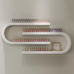 Modern Beauty Salon Wall-Mounted White Wood <b>Nail</b> Polish Wall Display Rack - Product Image 6