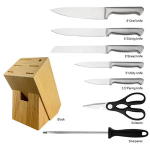 8-Piece High Hardness Stainless Steel Full Integrated Steel Handle Kitchen <b>Knife</b> <b>Set</b> with Wooden Block - Product Image 6