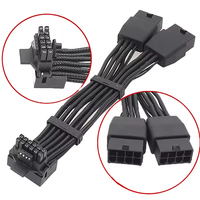 Câble gaufré 16AWG RTX4090 RTX4080 12VHPWR 16P(12+4) vers adaptateur connecteur coudé à 90 degrés 2x8 broches