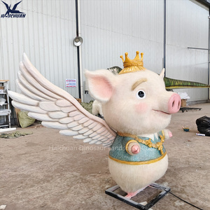 Statue <span class=keywords><strong>de</strong></span> cochon animatronique personnalisable avec ailes mobiles pour modèle <span class=keywords><strong>de</strong></span> parc à thème forestier à vendre - Product Image 4