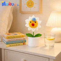 Plante de tournesol en pot au crochet faite à la main, visage souriant, décoration de bureau éternelle, pot de fleurs fini, cadeau pour la maison ou le bureau