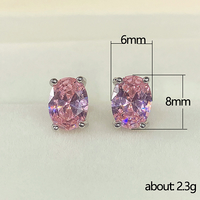 Großhandel Maßgefertigte Mehrfarbige Ovale Solitär-CZ-Ohrstecker 4-Krappen Simulierter Saphir Labor-Gezüchtete Diamant-Ohrringe für Frauen und Mädchen