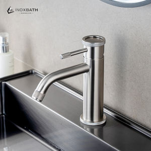 Offres Spéciales moderne mitigeur de salle de bain en acier inoxydable mitigeur robinet monotrou montage en céramique pour lavabo chambre Hall - Product Image 4