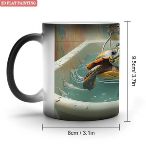 Frosted Black 11oz <b>Ceramic</b> <b>Mug</b> Heat Activated Color Changing Cup Sublimation Blank Smart Drinkware - Product Image 1