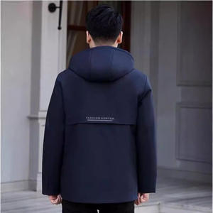 <span class=keywords><strong>Parka</strong></span> Corto da Uomo con Fodera Rimovibile in Pelliccia di Visone Blu e Coniglio, Design Monopezzo in Pelle di Cuoio - Product Image 4