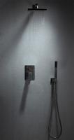 Ensemble de douche encastré noir mat avec mitigeur de salle de bain carré à effet pluie, vanne dissimulée murale, équipement sanitaire pour hôtel et maison