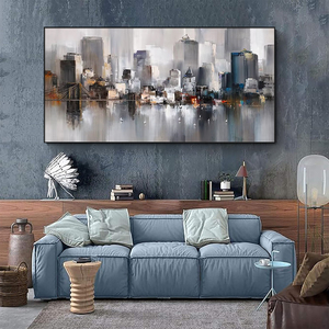 Pittura a olio di grande paesaggio urbano dipinta a mano architettura moderna Texture tela pittura Home <span class=keywords><strong>Gallery</strong></span> Wall <span class=keywords><strong>Art</strong></span> - Product Image 1