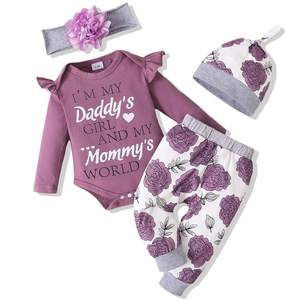 Ropa de bebé recién nacido, mono de manga larga de color sólido para niño y niña con gorro. - Product Image 4