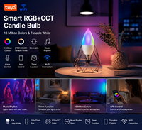 Ampoule LED intelligente WiFi E14, bougie RGB à changement de couleur, contrôle par application, commande vocale, lampe à intensité variable avec fonction de minuterie et rythme musical