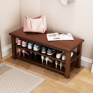 Soft <b>Padded</b> Shoe Changing <b>Stool</b> With Storage Rack For Home Entryway Use - Product Image 4