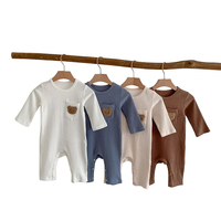 Combinaison côtelée en coton biologique Barboteuse côtelée pour bébé Vêtements de nuit en tricot pour bébé Pyjamas pour bébé en bambou Vêtements pour bébé