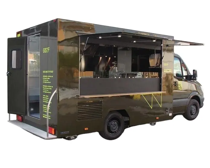 Loại Mới đường phố bán cà phê van phục vụ giỏ hàng bánh mì kẹp thịt khoai tây chiên kem xe buýt thực phẩm di động xe tải