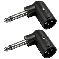 Adaptateur audio non équilibré 90 degrés à angle droit, XLR mâle 3 broches vers TS 1/4" / 6,35 mm pour microphone et table de mixage