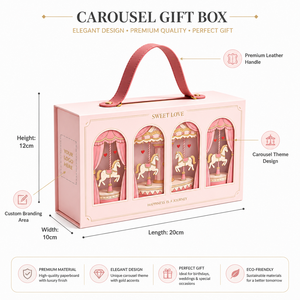 Boîte cadeau <span class=keywords><strong>en</strong></span> <span class=keywords><strong>carton</strong></span> rigide <span class=keywords><strong>en</strong></span> gros avec poignée, motif <span class=keywords><strong>carrousel</strong></span> rose, pour emballage de cosmétiques, bijoux, parfums, <span class=keywords><strong>en</strong></span> vrac - Product Image 4