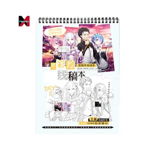 24PCS/SET Drawing Picture Miku Demon Slayer Honkai Star Rail Re Zero Rem Detective Conan Hand Painted Book For Kids Gift Cards