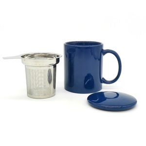 Commercio all'ingrosso Nordic ceramica colore smaltato 11oz tazza <span class=keywords><strong>da</strong></span> tè con filtro in acciaio inox tazza con il filtro del tè e la copertura - Product Image 2