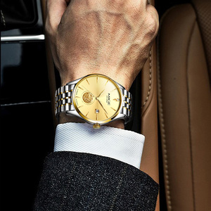 Reloj Mecánico Automático para Hombre MIGE, 42 mm, Correa de Acero Inoxidable, Esfera Dorada, Visualización de Fecha, Reloj de Lujo y Moda - Product Image 2