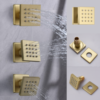 Ensemble de douche LED, système de mitigeur thermostatique avec 6 Jets de corps, radio, jeu en or brossé, douche de pluie au plafond, livraison gratuite