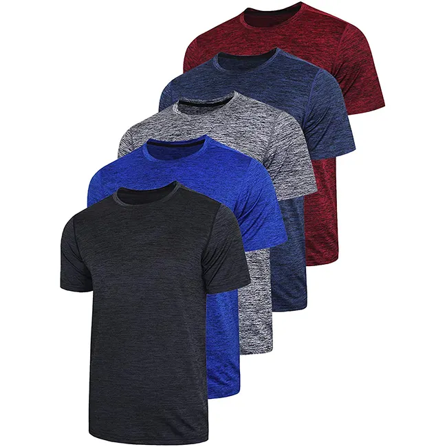 Mens Active Quick Dry Crew Neck T Shirts Athletic Running Gym Workout Short Sleeve Tee Tops Bulk