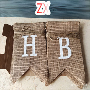 JOYEUX <span class=keywords><strong>ANNIVERSAIRE</strong></span> Toile De Jute Jute Bannière Drapeau Bébé Fille Garçon Baptême Décorations Fête Célébration Déco Mur Fond - Product Image 5