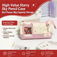 Trousse à crayons transparente Star Cat grande capacité, mignonne, pour étudiantes, avec fermeture éclair, pour ranger les fournitures scolaires, personnalisable avec logo.