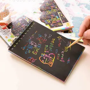 Neuheit Geschenk Schule Notizbuch DIY Magic Drawing Bücher Scratch Notebook Mit Bleistift