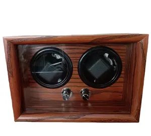 Super silent motor Double Luxury High quality Automatic watch winder box case safe wood leather 2 slots with LED open-stop