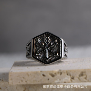 คิวปิด แอร์โรว์แหวนแฟชั่นเหล็กไทเทเนียมดีไซน์ทรงเรขาคณิตสำหรับของขวัญคู่รัก SA1042 - Product Image 5