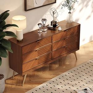 Cómoda de seis cajones estilo vintage, gabinete de almacenamiento de madera maciza para dormitorio, sala de estar, diseño moderno - Product Image 4
