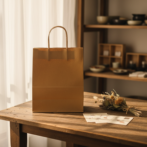 Bolsa <span class=keywords><strong>de</strong></span> Compras <span class=keywords><strong>de</strong></span> Papel Kraft Marrón Biodegradable y Ecológica con Logotipo Personalizado al por Mayor, Asa Personalizada, Color Personalizado, Impresión Offset para Ropa - Product Image 1
