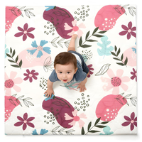 Tapis de jeu pour bébé en mousse épaisse et douce, imprimé floral en coton, de haute qualité, matelassé, lavable et amovible – Fournisseur d'usine