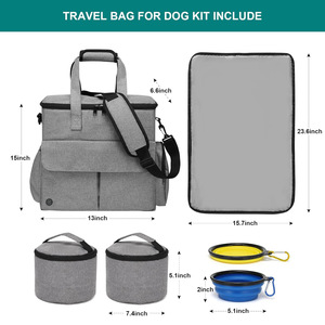 Ensemble de sacs de voyage pour animaux de compagnie pour le week-end |   Sac de rangement multifonction Oxford pour chien avec 2 bols pliables - Product Image 3