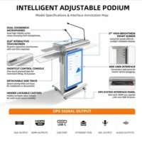 Podio Inteligente de Doble Pantalla con Altura Ajustable y PC I5 OPS Desmontable para Presentaciones en Iglesias, Conferencias y Púlpitos