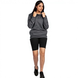 Sweat-shirt à capuche pour femmes, manches longues, couleur unie, pull tricoté respirant, vêtements d'automne - Product Image 1