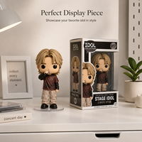 Figurine de collection en vinyle de star Kpop tendance, idole de scène, personnalisable avec plusieurs tenues, hauts et pantalons assortis, couleur personnalisable, boîte à fenêtre