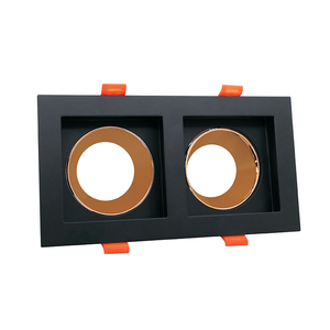 Boîtier de luminaire encastré double tête en aluminium, cadre de <span class=keywords><strong>spot</strong></span> carré ou rond, pour ampoules MR16 <span class=keywords><strong>GU10</strong></span>, pour plafonds LED encastrés - Product Image 5