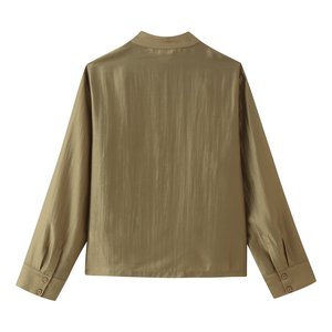 Camicetta da donna personalizzata 2026 in raso semplice <span class=keywords><strong>con</strong></span> bottoni tradizionali cinesi a <span class=keywords><strong>nodo</strong></span>, versatile top effetto seta per l'ufficio, OEM da fabbrica cinese - Product Image 5