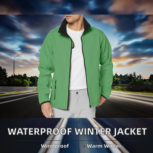 <b>Waterproof</b> Custom Print Stand Collar <b>Winter</b> Windbreaker Nylon Softshell Elastic Composite Polar Fleece Lined <b>Jacket</b> - Product Image 2