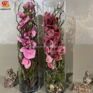 Juego de jarrones de cristal transparente, elegantes y rectos, para centros de mesa en bodas, banquetes y eventos. - Product Image 1