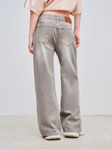 Jeans Anchos de Cintura Alta para Mujer, Color Gris Lavado, Estilo Vintage, Corte Holgado, Pantalones de Mezclilla de Algodón - Product Image 4