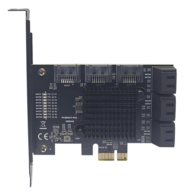 PCI-E 1X 4X to 9-Port SATA3.0 SSD Expansion Card 6Gbps Adapter PCE8SAT-A02