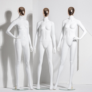 Kainice Customized Fashion Woman Full Body <strong>Dummy</strong> Glossy White <strong>Plastic</strong> Abstract Silver Chrome Head Mannequins <strong>Female</strong> - Product Image 2
